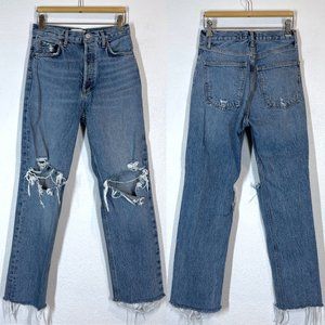Agolde 90s Pinch Waist Jeans 25 Straight Leg Distressed High Rise Medium Wash